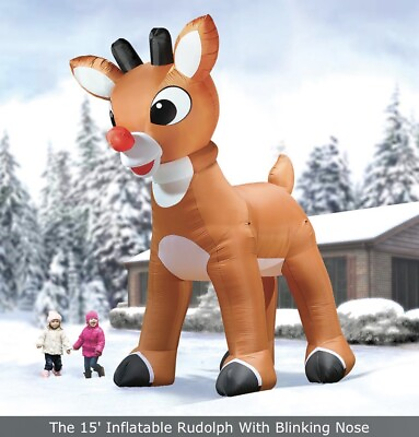 #ad 15 Foot Tall Christmas Rudolph Reindeer Inflatable by Hammacher Schlemmer $283.50