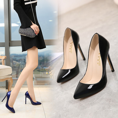 #ad Men#x27;s High Heels Crossdresser Pointed Toe Pumps Drag Queen Patent Leather Shoes $35.54