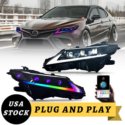 #ad #ad LED Headlights For Toyota Camry 2018 2023 RGB Devil Eye DRL Blue Start Animation $729.00