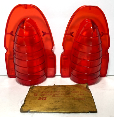 #ad 1954 CHEVY BEL AIR Passenger TAIL LAMP LENS Pair LIGHT Glo Brite 343 Red 5941679 $30.00