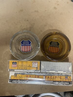#ad union pacific DD40x Hopper and Box Car Matches with 1 UP Ashtray $19.95