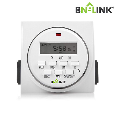 #ad BN LINK Heavy Duty Digital Electric Programmable Dual Outlet Timer Plug Indoor $18.99