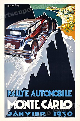 #ad 1930 Auto Poster Rallye Automobile Monte Carlo Vintage Car Poster 24x36 $25.95