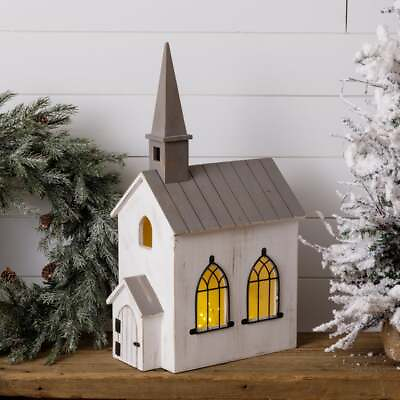 #ad Large rustic Wood Church with distressed finish $118.00