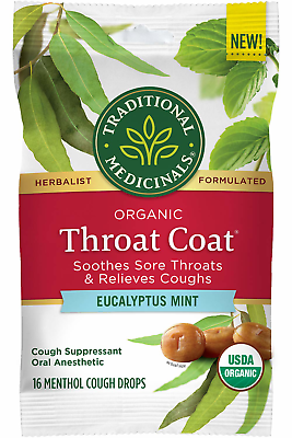 #ad Traditional Medicinals Throat Coat Organic Cough Drops Eucalyptus Mint with amp; $8.01