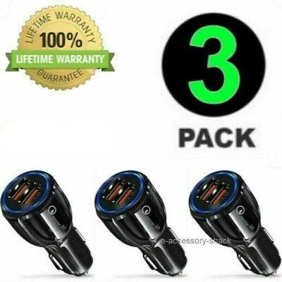 #ad 3 Pack 2 USB Port Fast Car Charger Adapter for iPhone Samsung Android Cell Phone $7.94