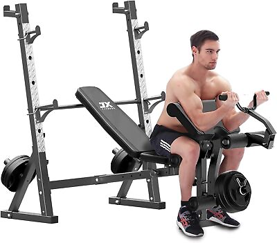 #ad Olympic Weight Bench Workout Bench with Preacher Curl Pad and Leg Developer $199.00