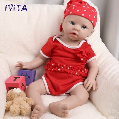 #ad IVITA 19#x27;#x27; Full Silicone Reborn Baby Girl Realistic Newborn Silicone Doll Gift $285.00
