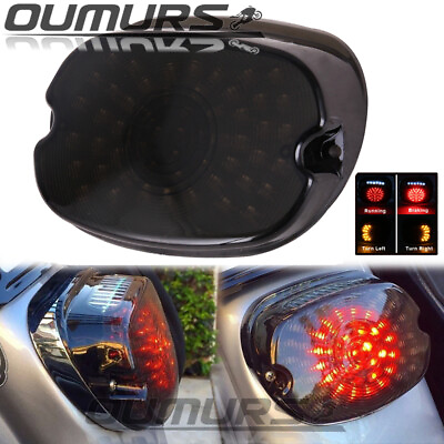 #ad LED Brake Turn Signal Rear Low Profile Smoke Taillight for Harley Dyna Sportster $22.51