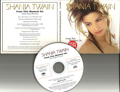 #ad SHANIA TWAIN From this Moment on RARE SOLO VOCAL REMIX PROMO DJ CD Single 1998 $29.99