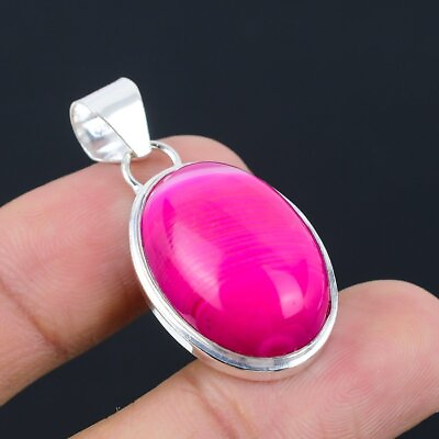 #ad Pink Lace Agate Gemstone Handmade 925 Sterling Silver Jewelry Pendant 1.58quot; $11.82
