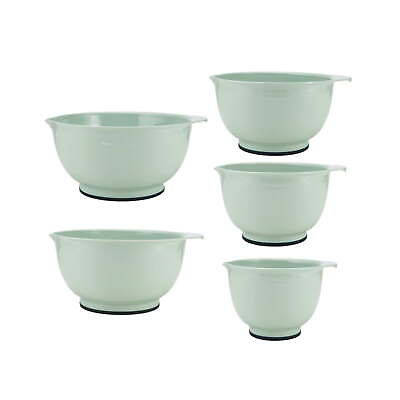 #ad Set of 5 Plastic Mixing Bowls in Pistachio with Rubber Bottom $35.09