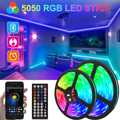 #ad 50ft 5050 RGB LED Strip Lights Bluetooth Tape Neon Night Light Lamp For Room TV $6.57