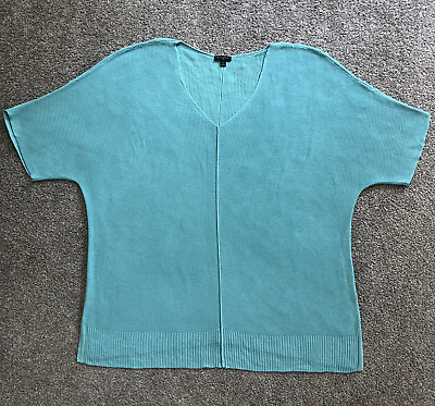 #ad Talbots Light Knit Tunic Pullover Women’s 2X Short Dolman Sleeve Blue V Neck $19.97