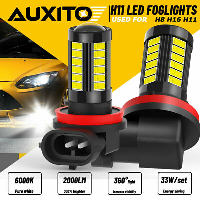 #ad LED Fog Light Bulbs Conversion Kit H11 H8 H16 6000K White Headlight Bright Lamps $12.99