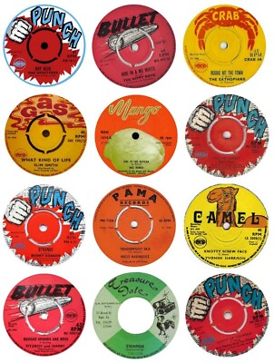 #ad 12x85mm Reggae Records Vinyl Stickers punch mango crab pama retro laptop ska GBP 10.50