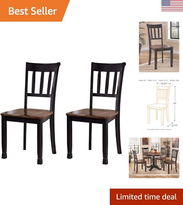 #ad Modern Farmhouse Dining Room Side Chair Set of 2 Black Brown Ladder Back $181.44