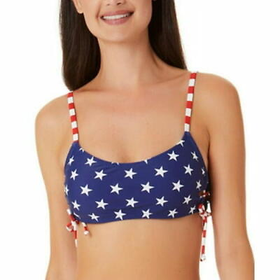 #ad California Waves Juniors Party in the USA Lace Up Bralette Bikini Top Size M NWT $11.99