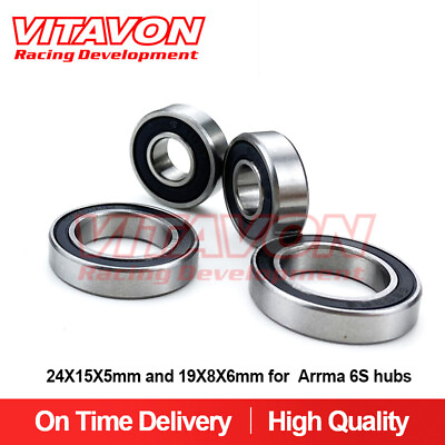#ad VITAVONP Oversized Bearing 24X15X5mm And 19X8X6mm For Arrma 6S Hubs $8.00