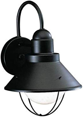 #ad Seaside 12 1 Light Outdoor Wall Light with Glass Globe Black $78.15