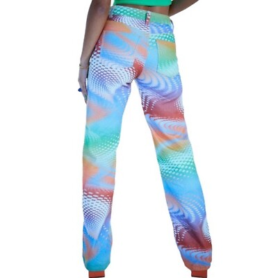 #ad NEW Jaded London Boho Multicolor Swirl Print Boyfriend Jeans Sz 28 $79.99
