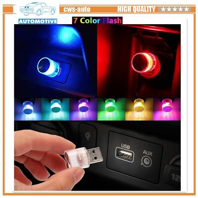 #ad 1x USB LED Mini Car Light Neon Atmosphere Ambient Bright Lamp Light Accessories $0.99