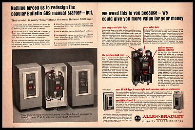 #ad 1966 Allen Bradley Milwaukee WI Bulletin 609 Manual Starter NEMA 2 Page Print Ad $9.95