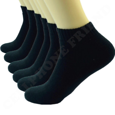 #ad Black 3 Pairs For Mens Ankle Quarter Crew Sports Socks Cotton Low Cut Size 10 13 $5.99