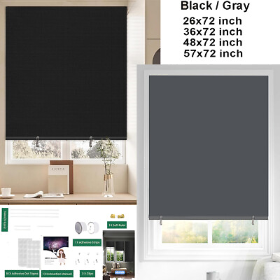 #ad 100% Blackout Roller Shades No Drill No Tools Cordless Window Blackout Blinds $18.99