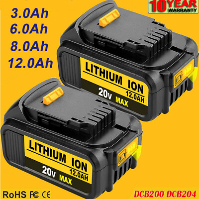 #ad Pack 20V For Dewalt 20 Volt Max XR 9.0 12.0 8.0 AH Lithium Ion Battery DCB200 2 $10.90