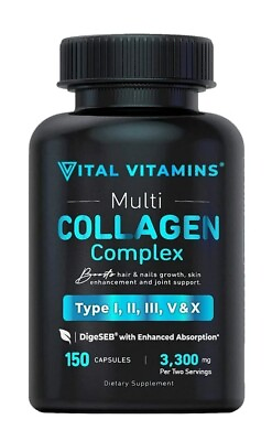 #ad Vital Vitamins Multi Collagen Complex Type I II III V X Grass Fed $15.99