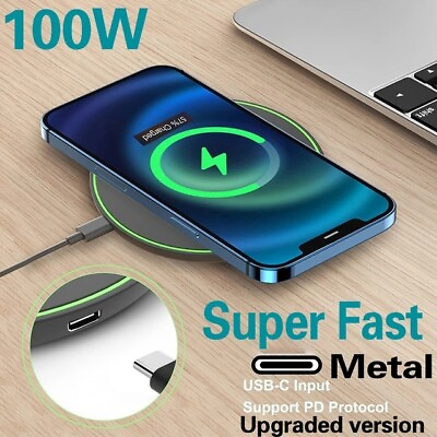 #ad Wireless Fast Charger Charging Pad Dock for Samsung iPhone Android Cell Phone $17.99