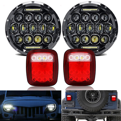 7quot; Inch LED Headlights DRL Tail Brake Light Combo For Jeep Wrangler JK TJ CJ $69.99