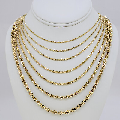 #ad 10K Yellow Gold 1.5mm 6.5mm Laser Diamond Cut Rope Chain Necklace 16quot; 30quot; $94.99