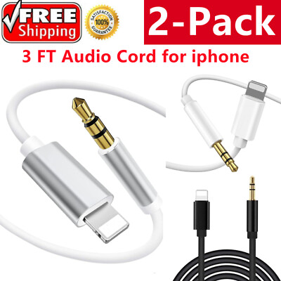 #ad 2 Pack For iPhone Audio Cable Adapter 8 Pin to 3.5mm AUX Audio Car Adapter Cord $5.99