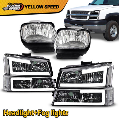 #ad #ad Fit For 2003 2006 Chevy Silverado LED DRL Clear HeadlightsBumper Fog Lights $120.99