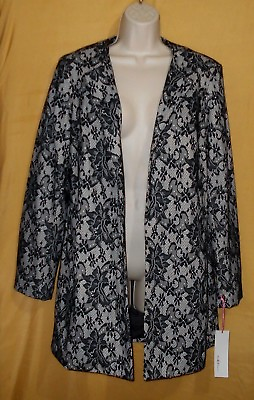 #ad Kelly amp; Diane womens black ivory paisley thigh open coat lace top jacket $178 $53.00