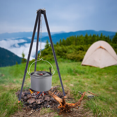 #ad Cooking Tripod Outdoor Campfire Camping Cookware Picnic Pot Holder Grill Stand $28.36