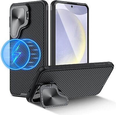 #ad For Samsung Galaxy S24 Ultra Flip Lens Cover Metal Stand 3D Textured Back Case $18.99