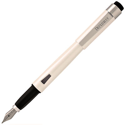 #ad Diplomat Fountain Pen Magnum Pearl White Resin Black Grip Broad Nib D40901028 $27.00