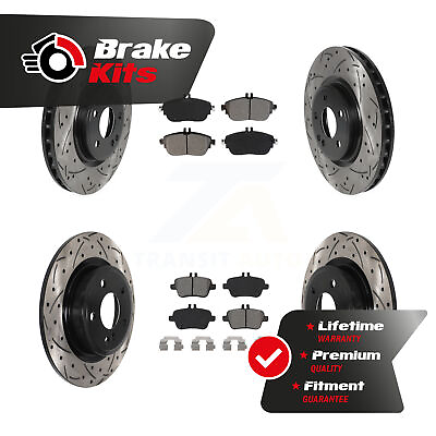 #ad Front Rear Coated Drilled Slotted Disc Brake Rotor And Semi Metallic Pad Kit For $220.03