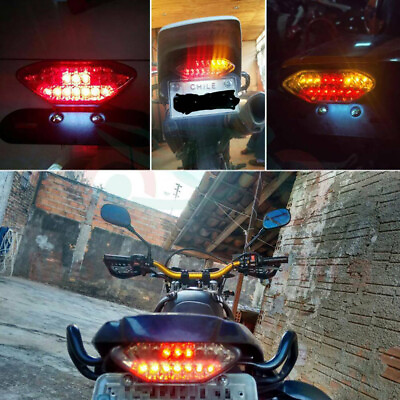 #ad Motorcycle LED Brake Signals License Turn Integrated Plate Tail Lights UK GBP 13.99