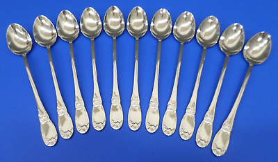#ad 11 Reed amp; Barton LA BELLA Glossy Floral 18 10 Stainless Flatware ICED TEA SPOONS $48.95