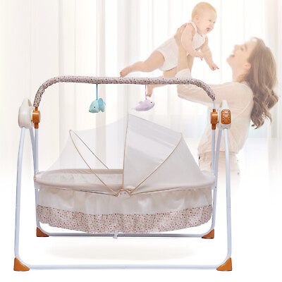 #ad Auto Swing Bed Bedside Bassinet Newborn Electric Baby Crib Cradle Rocking Basket $78.85