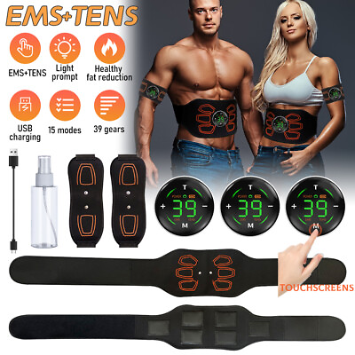 #ad Electric Muscle Toner Machine ABS Toning Belt Simulation Fat Burner Belly Shaper $22.99