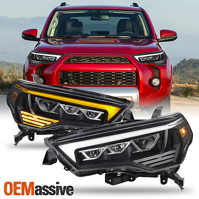 #ad For 14 23 Toyota 4Runner Halogen Projector Black Headlights Pair w LED Signal $388.99