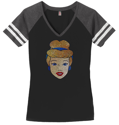 #ad #ad Women#x27;s Cinderella Princess T Shirt Ladies Tee Shirt S 4XL Bling V Neck $34.99