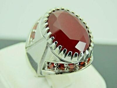 #ad 925 Sterling Silver Certified Handmade 9 Ct Ruby stone Christmas Mens Ring US9 $51.52