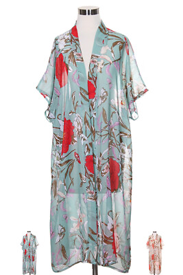 #ad ScarvesMe Women#x27;s Fashion Blooming Flower Pattern Print Vest Cover Up Kimono $21.00