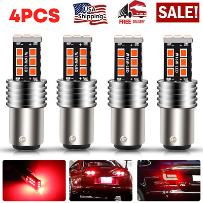 4x 1157 LED Red Strobe Flash Warning Brake Stop Parking Tail Light Safety Bulbs $8.99